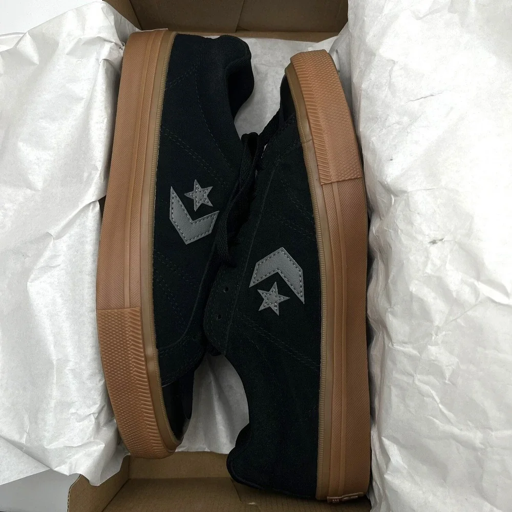 Converse Mens‎ Suede Skate Sneakers Size 10 Black Gum Sole Sport Casual Lace up - Picture 8 of 12